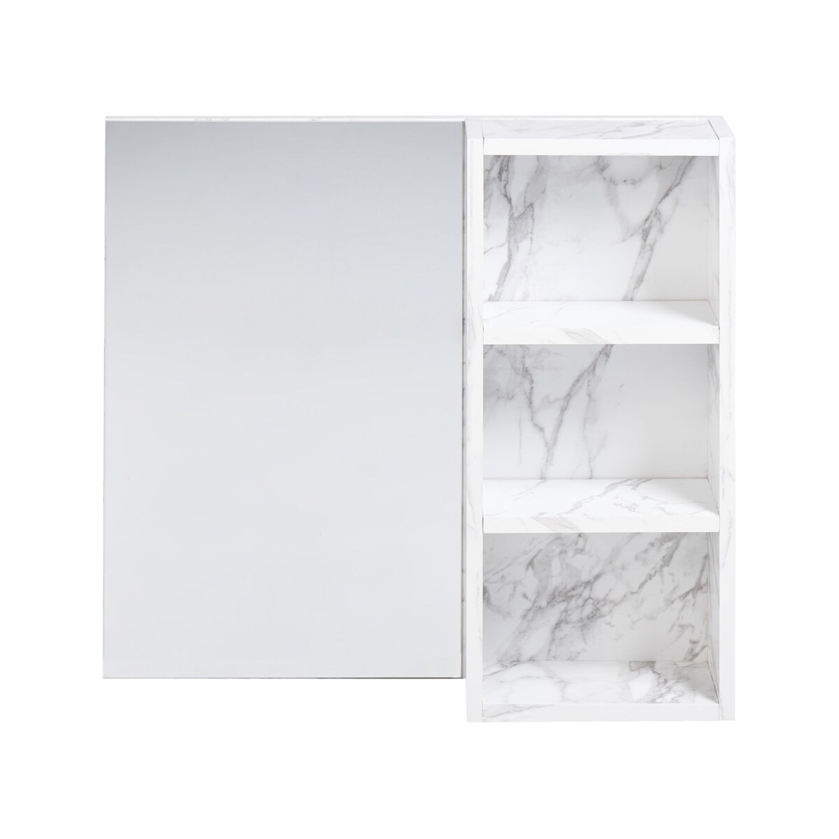 Szafka wisząca łazienkowa z lustrem JOINVILLE 60 cm 54 cm Biały marmur
