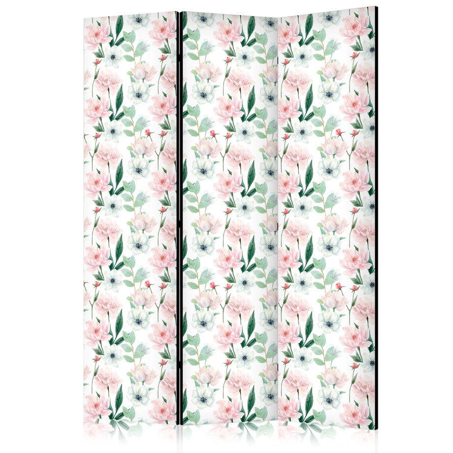Parawan akustyczny Kwiaty 135x172 cm 3-częściowy biały