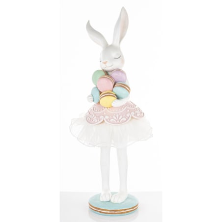 Dekoracja - króliczka w tiulowej spódniczce 55x22x16 cm GUDRUN z makaronikami