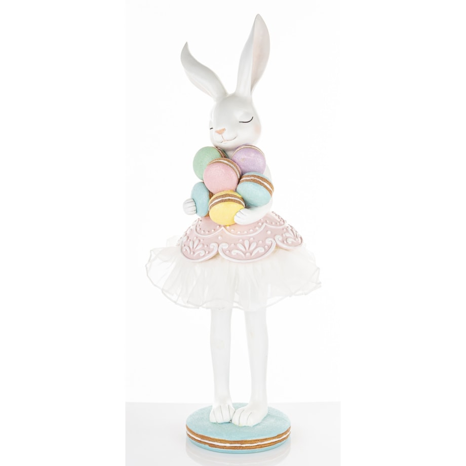 Dekoracja - króliczka w tiulowej spódniczce 55x22x16 cm GUDRUN z makaronikami
