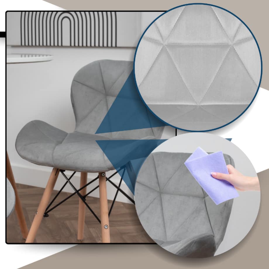 Krzesło Tapicerowane Welurowe Do Jadalni Salonu Pikowane Skandynawskie