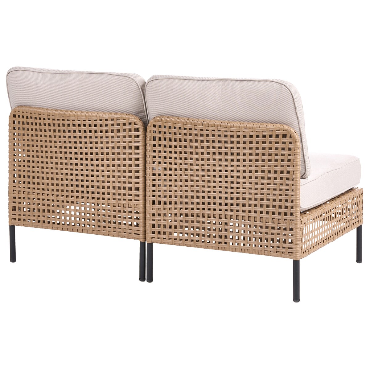 Sofa ogrodowa dla 2 osób OMEGANA Bez podłokietników Technorattan Jasnobeżowy