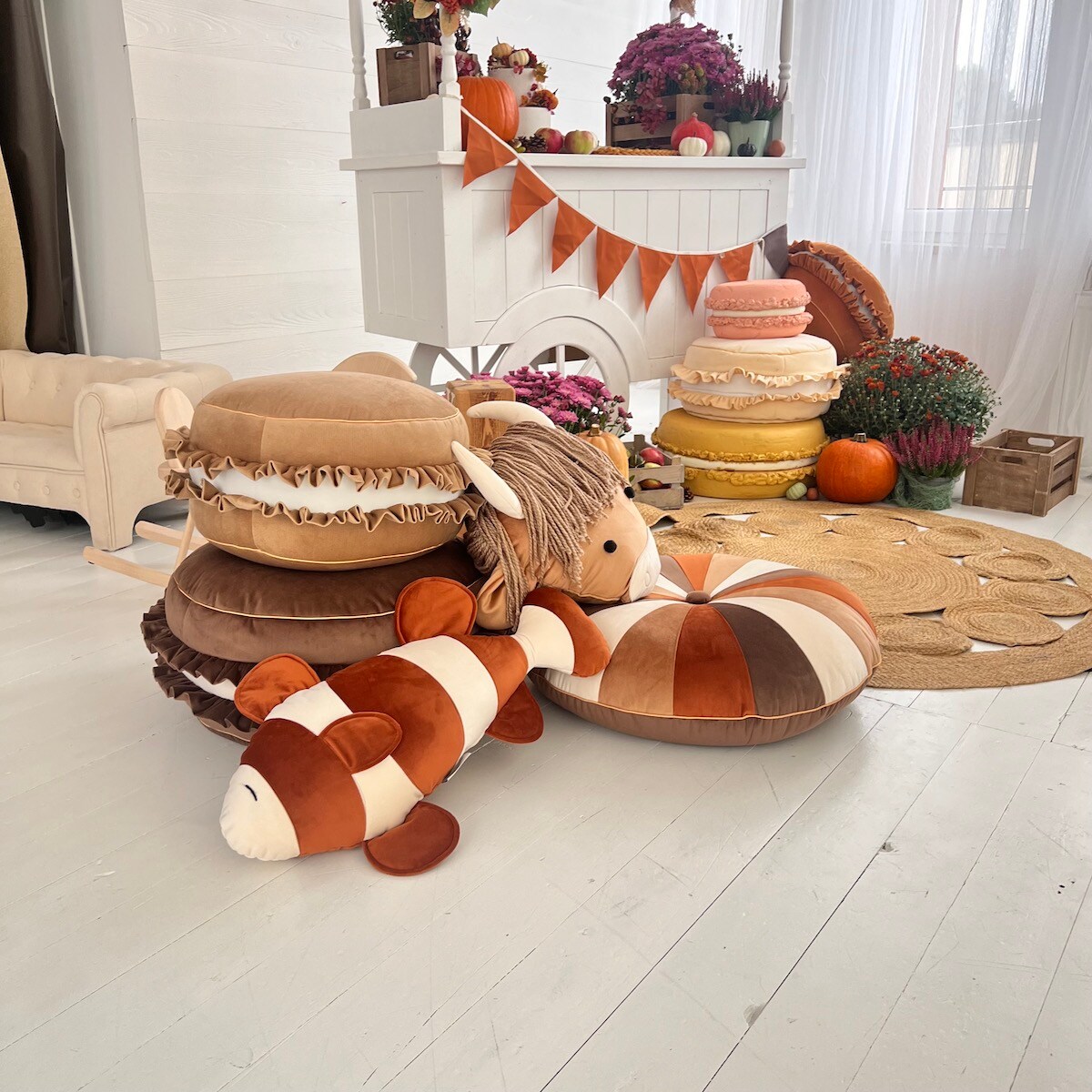 Pufa Teddy Velvet , patchworkowa poduszka 70cm.