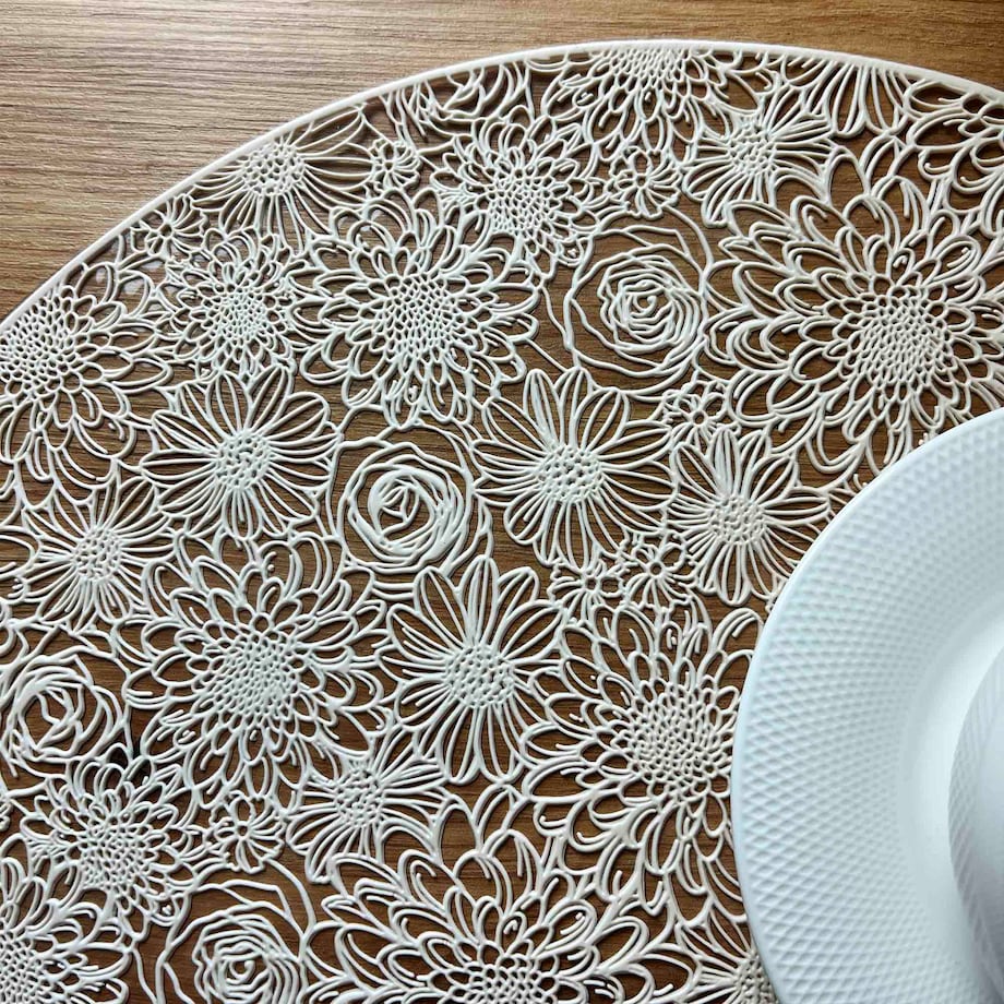 Podkładka Mata Na Stół Okrągła W Kwiaty 38 Cm