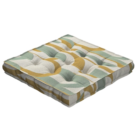 Poduszka na krzesło Kuba, miętowo-żółte wzory na kremowym tle, 40 x 40 x 6 cm, Cosy Home