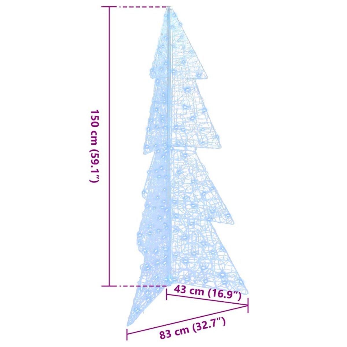 vidaXL Choinka z 160 diodami LED Zimna Biała 150 cm Akryl