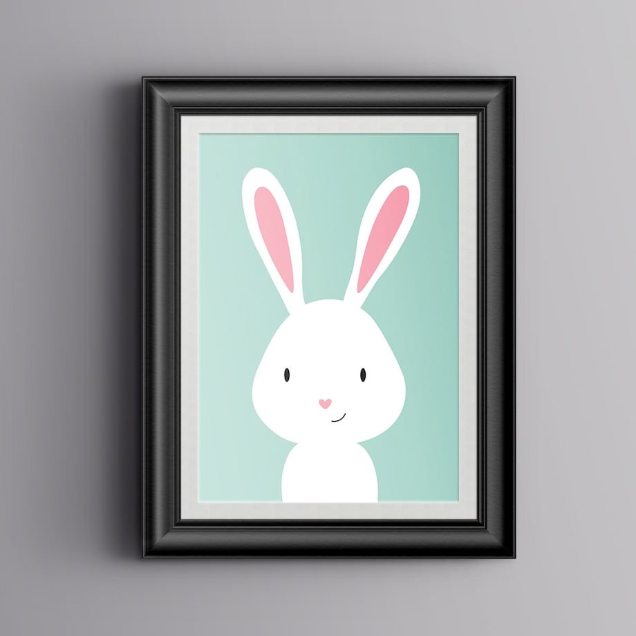 Plakat dla dzieci Królik miętowy 20x30