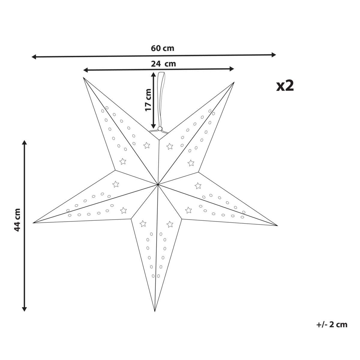 Zestaw 2 dekoracji wiszących LED MOTTI Gwiazda 60 cm Szmaragdowy