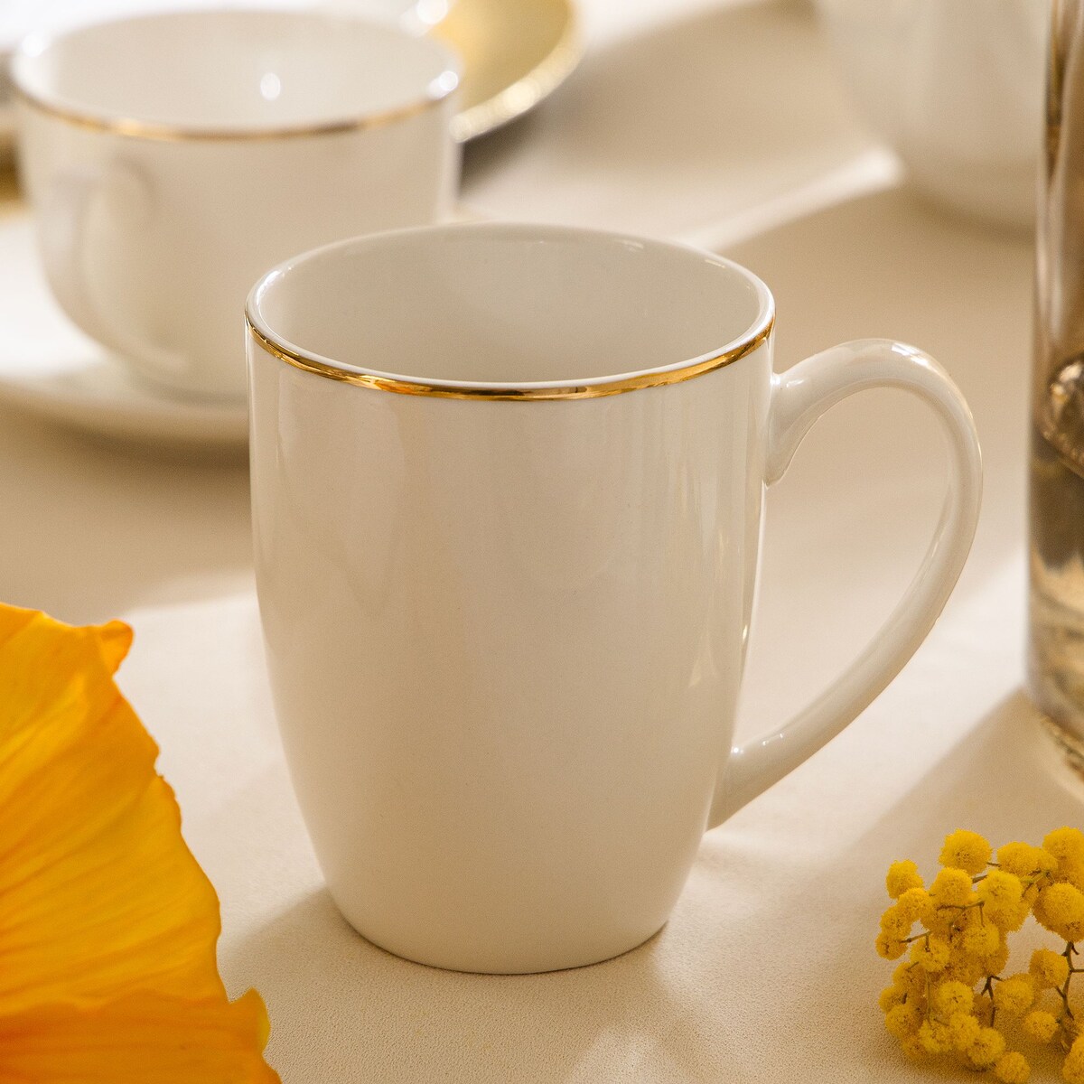 KONSIMO AD BELLA, Zestaw herbaciany 6 os. (14 el.), kolor ecru/złoty