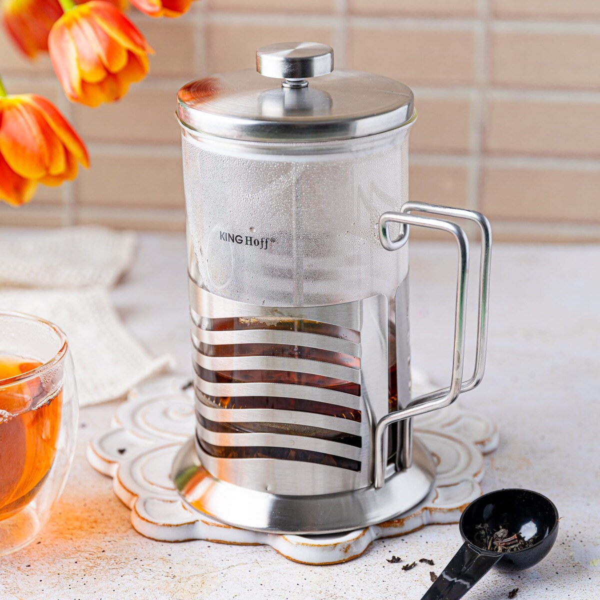 Zaparzacz tłokowy do kawy herbaty french press 800ml KINGHOFF