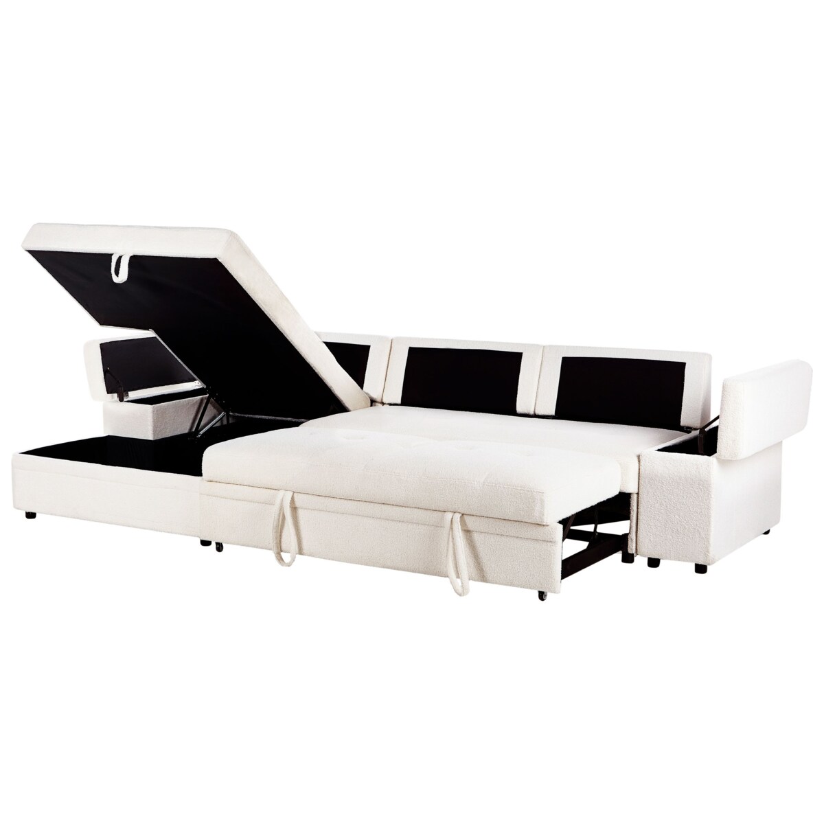 Sofa narożna prawostronna HRISEY Boucle Biały Prawostronny