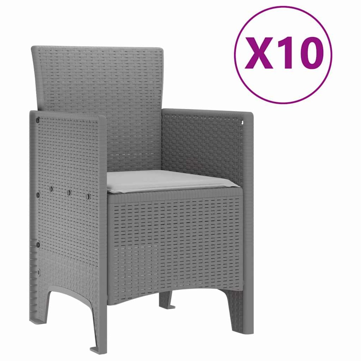 vidaXL Zestaw do jadalni w ogrodzie 11 pcs Jasnoszary Rattan Polt