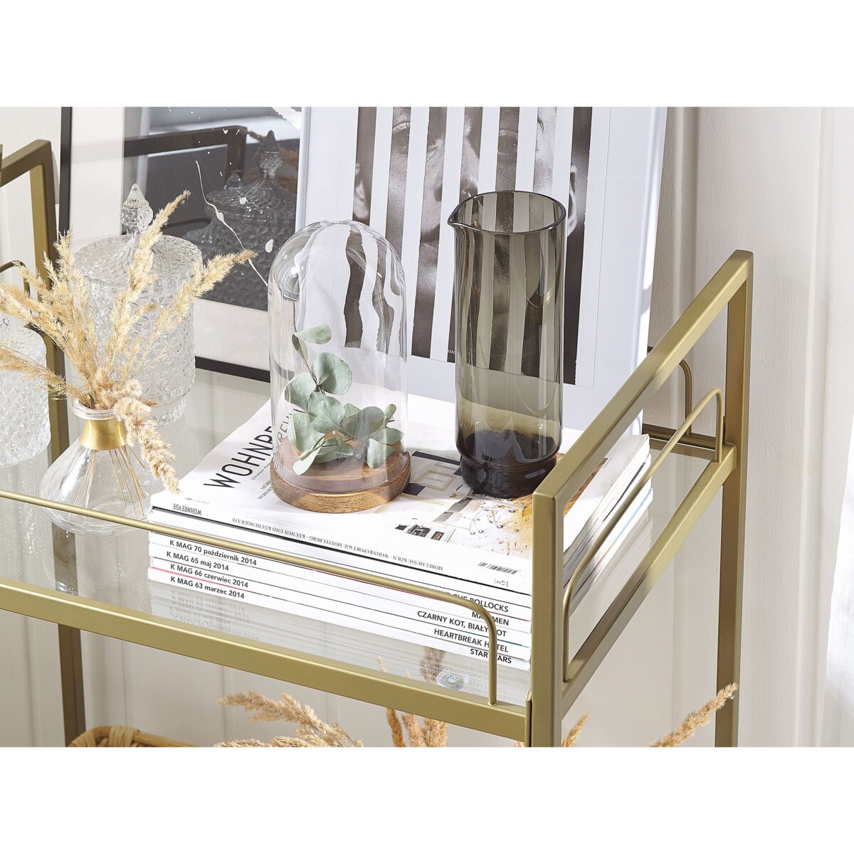 Metalowy wózek kuchenny 2-poziomowy złoty VENETA