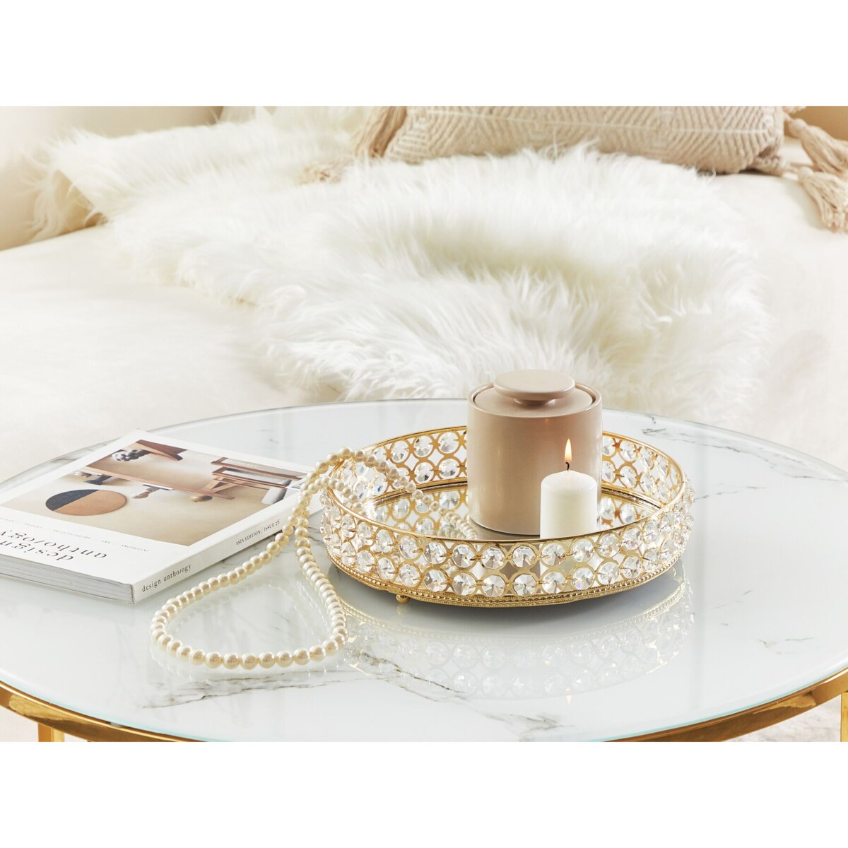 Taca dekoracyjna lustrzana okrągła złota VATAN