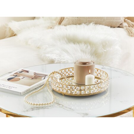 Taca dekoracyjna lustrzana okrągła złota VATAN