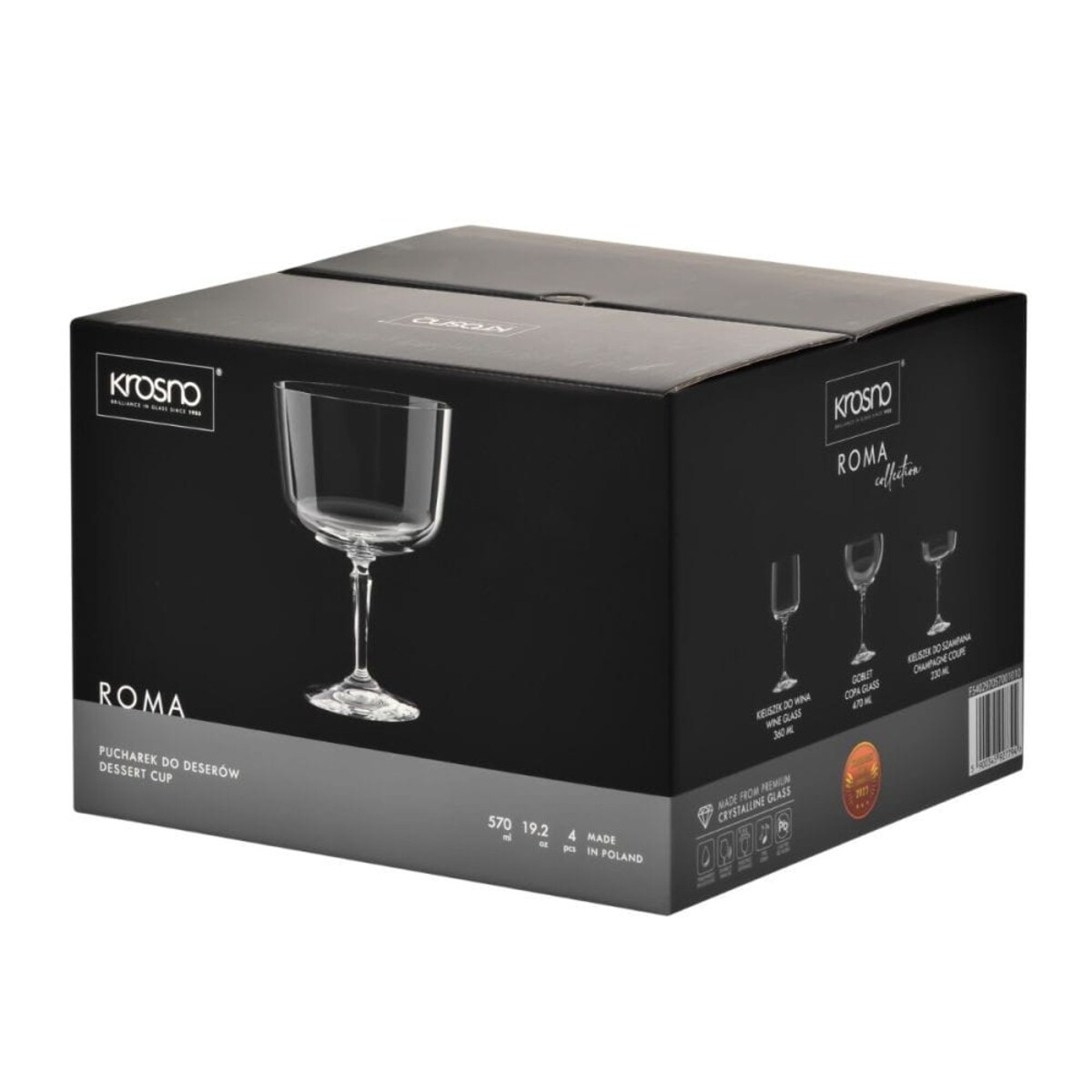 Pucharki Czarki do Lodów Deserów na Nóżce Duże Roma Komplet 4 szt Zestaw