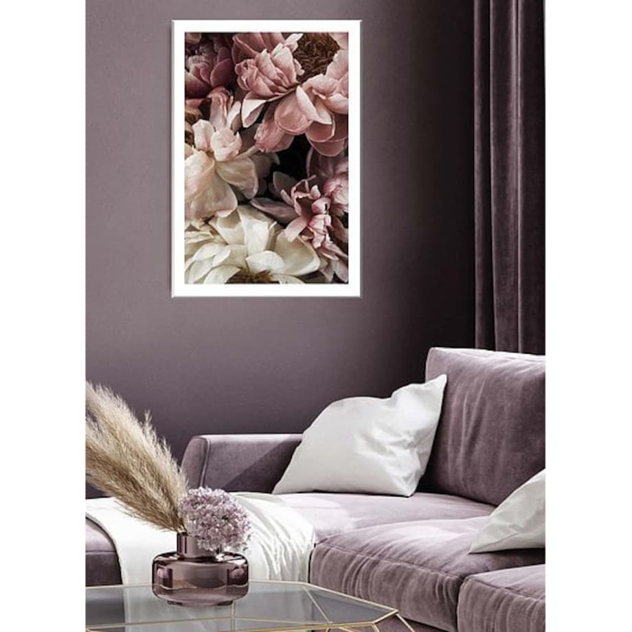 Poster Story, Plakat, Obraz - Piwonie Białe i Pudrowe w Rozkwicie No3, wymiary 70 x 100 cm