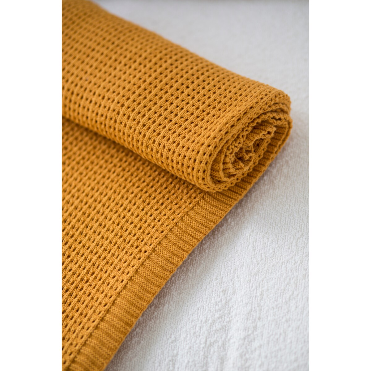 Pled boho musztardowy, 130 x 160 cm, La Manta