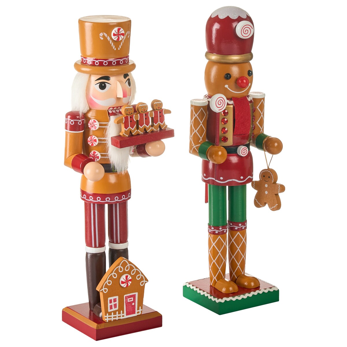 Zestaw 2 figurek dekoracyjnych GRANSJON Dziadek do orzechów 35 cm Pomarańczowy