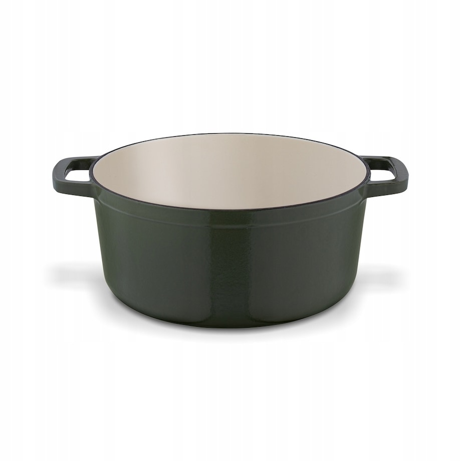 Gęsiarka żeliwna emaliowana brytfanna garnek 5 L okrągła ZIELONA na święta