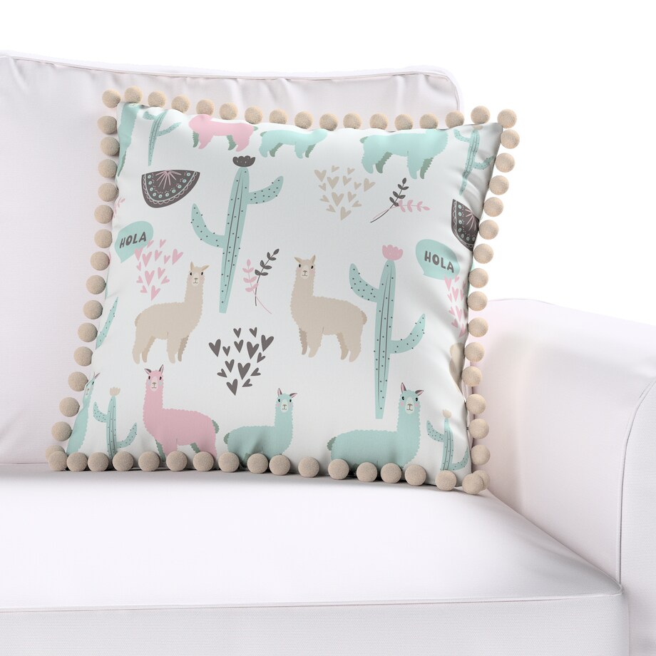 Poszewka Daisy 45x45 pastelowe lamy na jasnoszarym tle