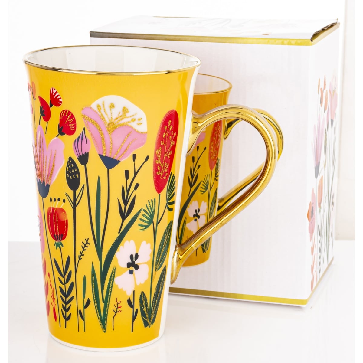 Kubek porcelanowy 700 ml BLUMEN-I 17x15x10 cm żółty