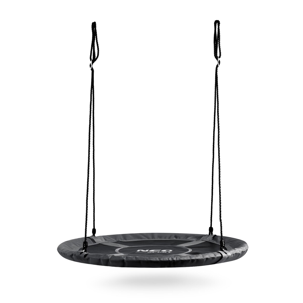 Huśtawka ogrodowa Neo-Sport Swingo bocianie gniazdo fotel wiszący 110 cm czarno-szara