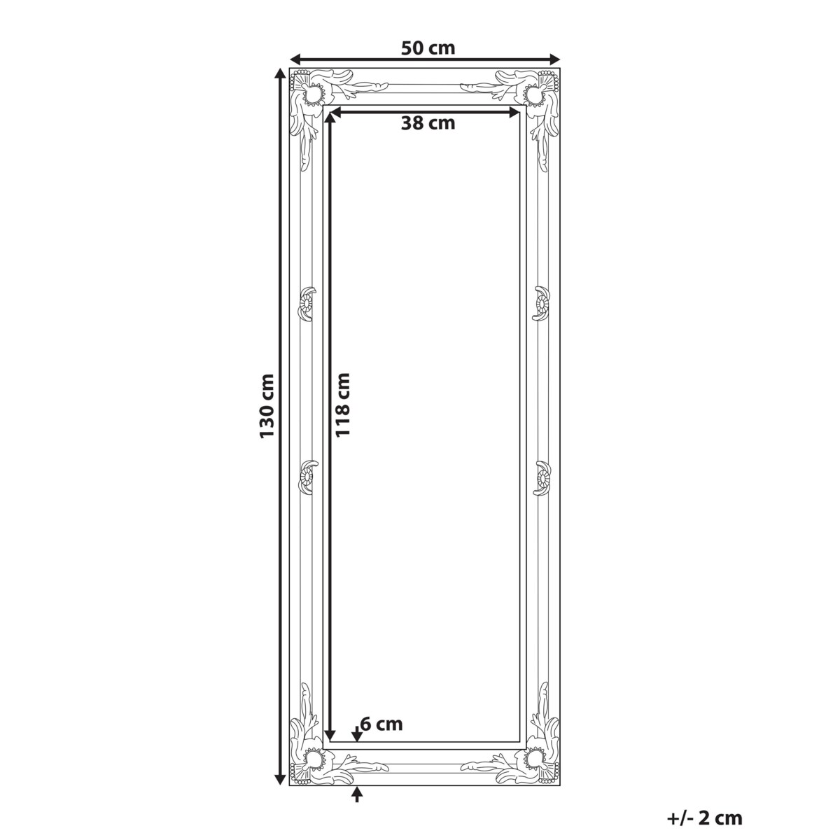 Lustro ścienne 50 x 130 cm czarne FOUGERES