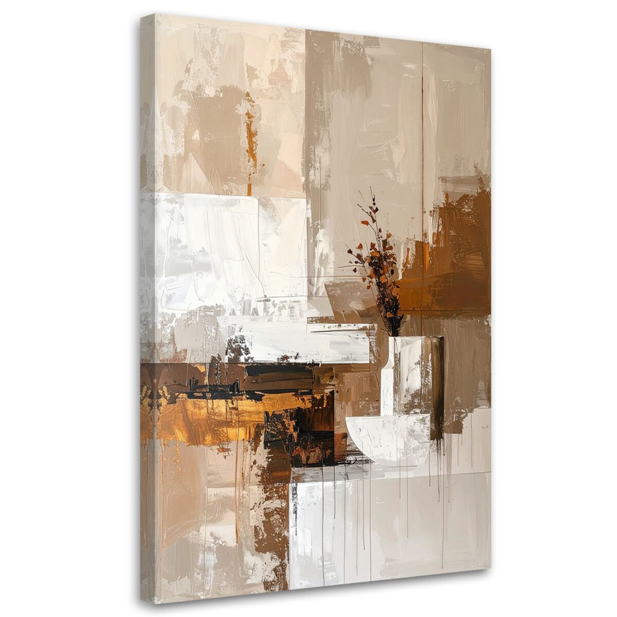 Obraz do salonu sypialni kuchni biura loftu, Beżowa brązowa nowoczesna abstrakcja boho 60x90cm