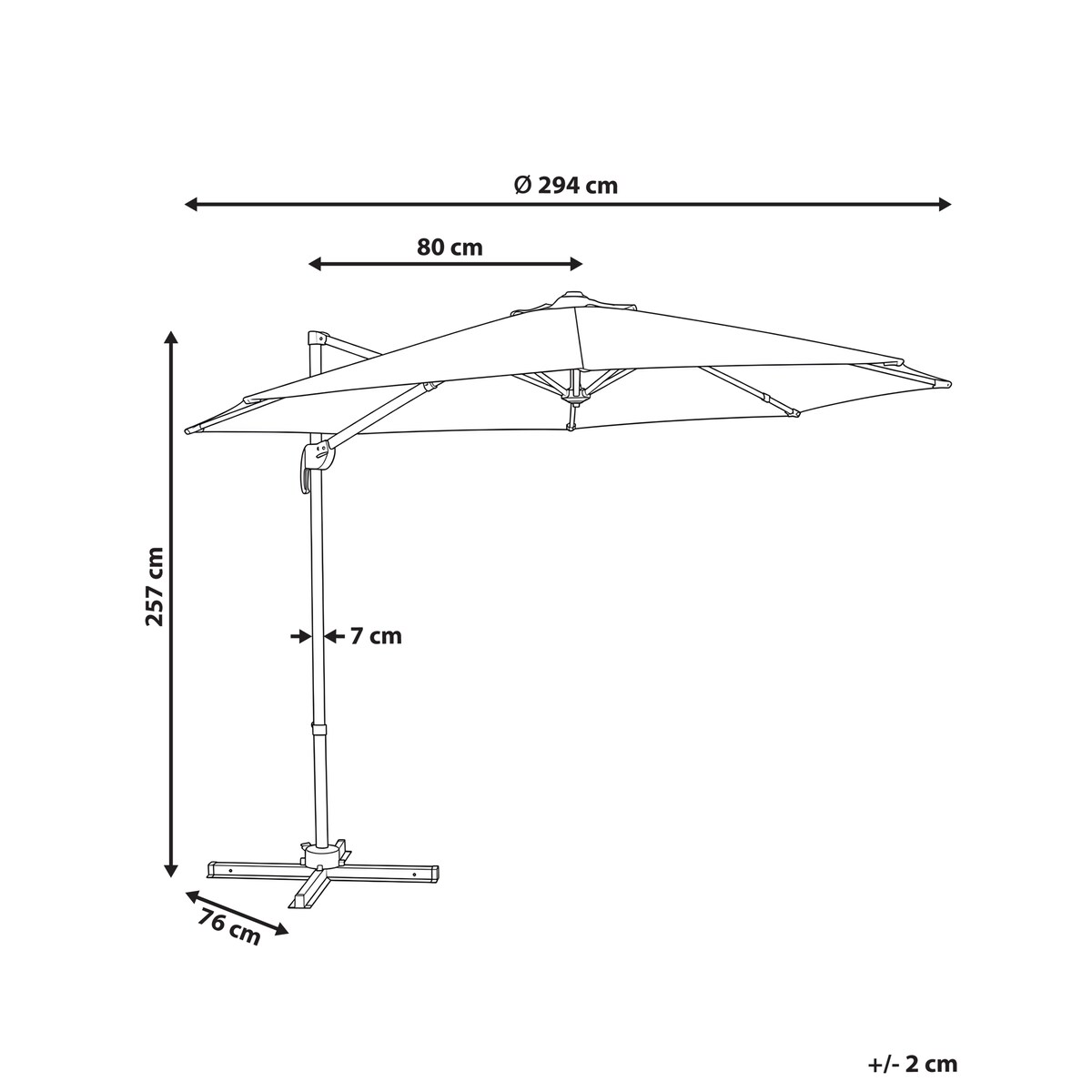Parasol ogrodowy na wysięgniku 294 cm SAVONA Beżowy