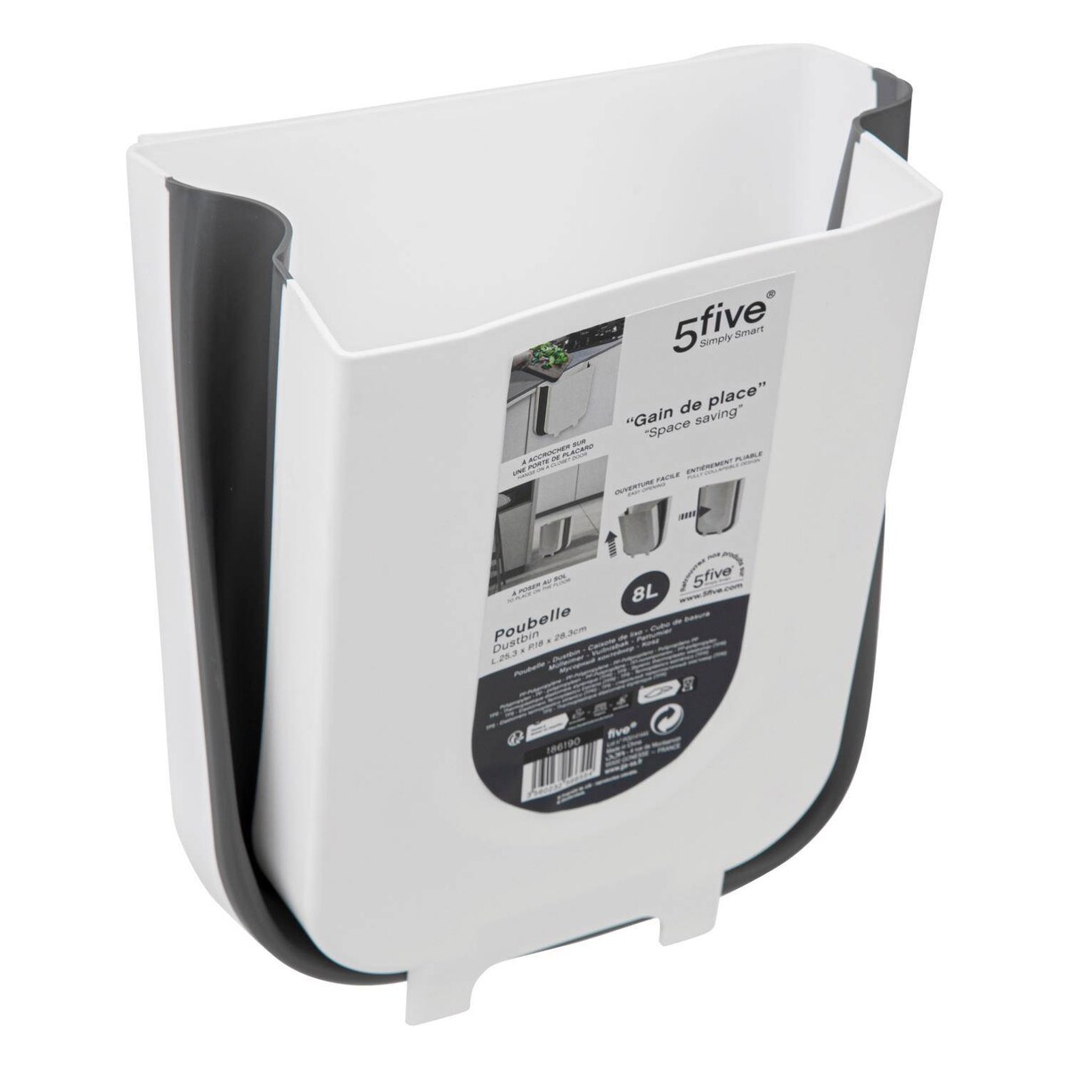 Mały kosz na śmieci na drzwi, 8 l