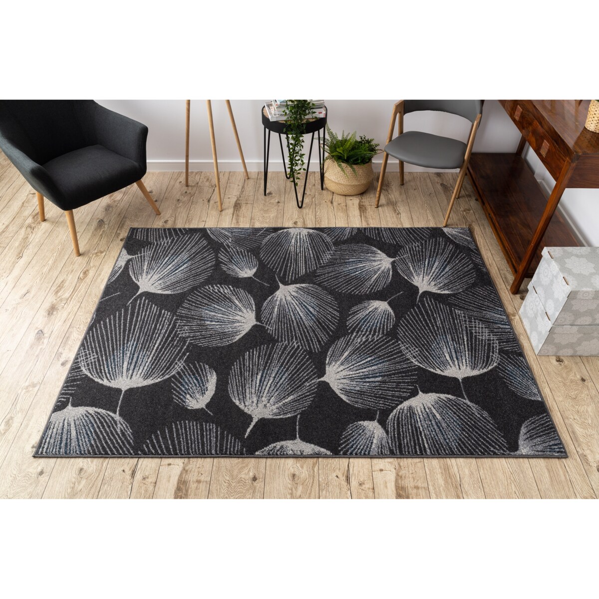 Dywan HEOS 78545 antracyt / niebieski PIÓRA 190x270 cm
