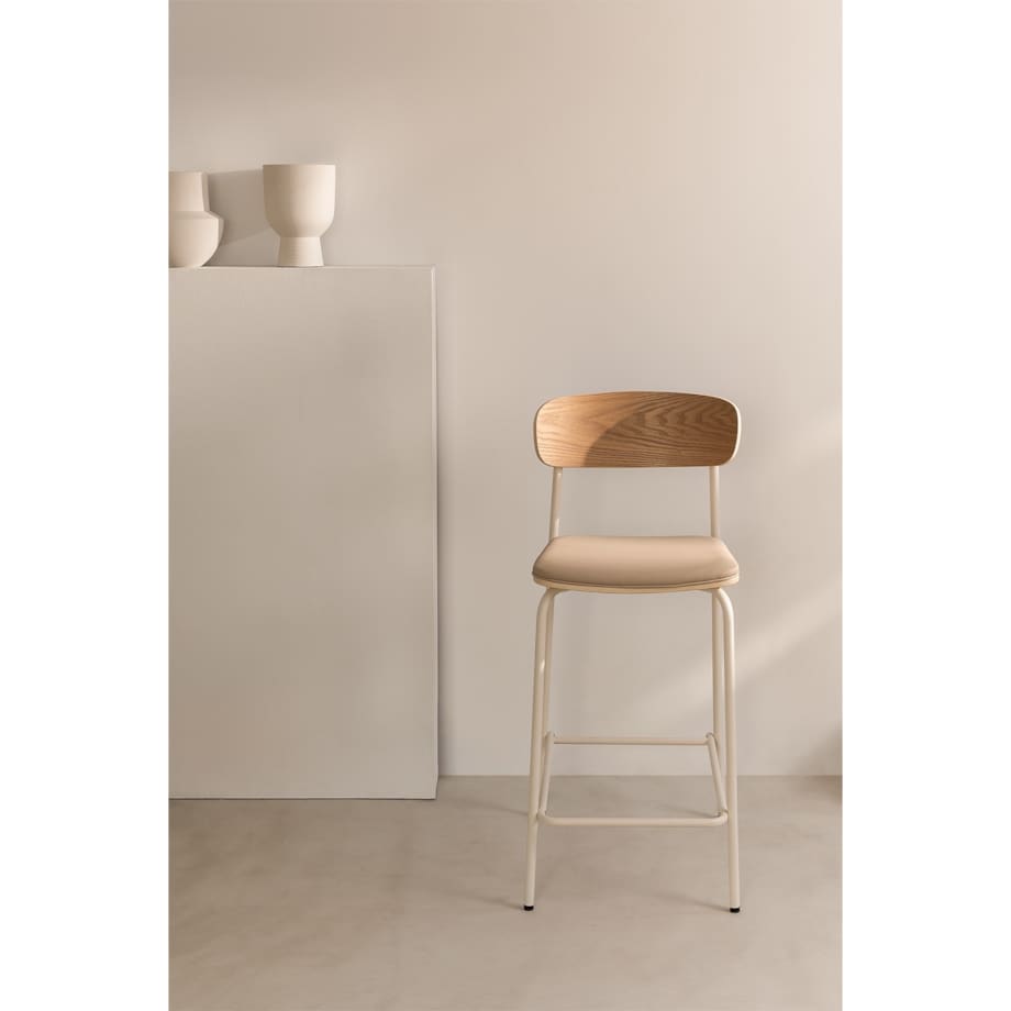 Krzesło barowe metal, ekoskóra Wipler 66,5 cm kremowe