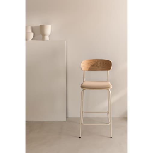 Krzesło barowe metal, ekoskóra Wipler 66,5 cm kremowe
