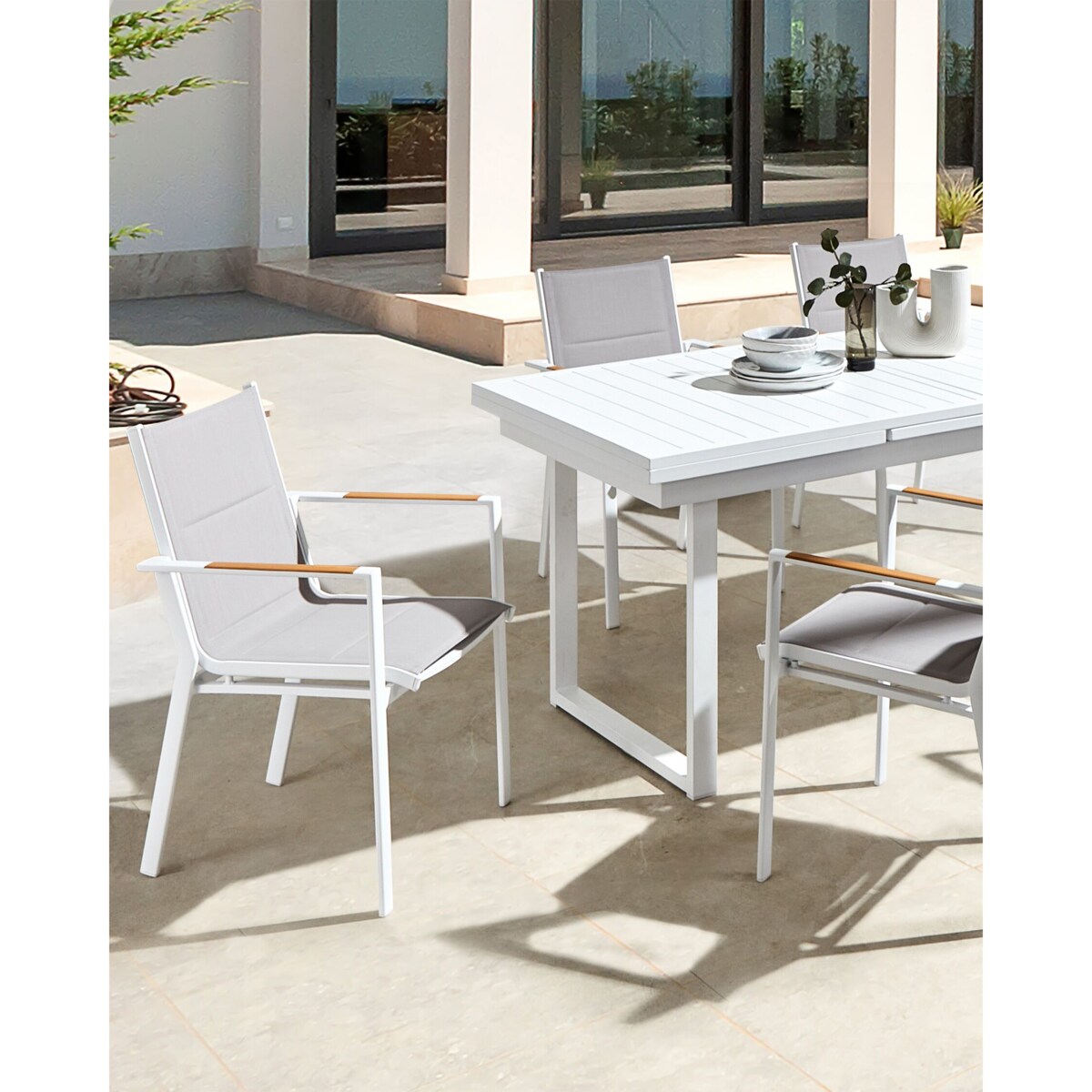 Krzesło ogrodowe Zestaw 6 Metal Szary BUSSETO