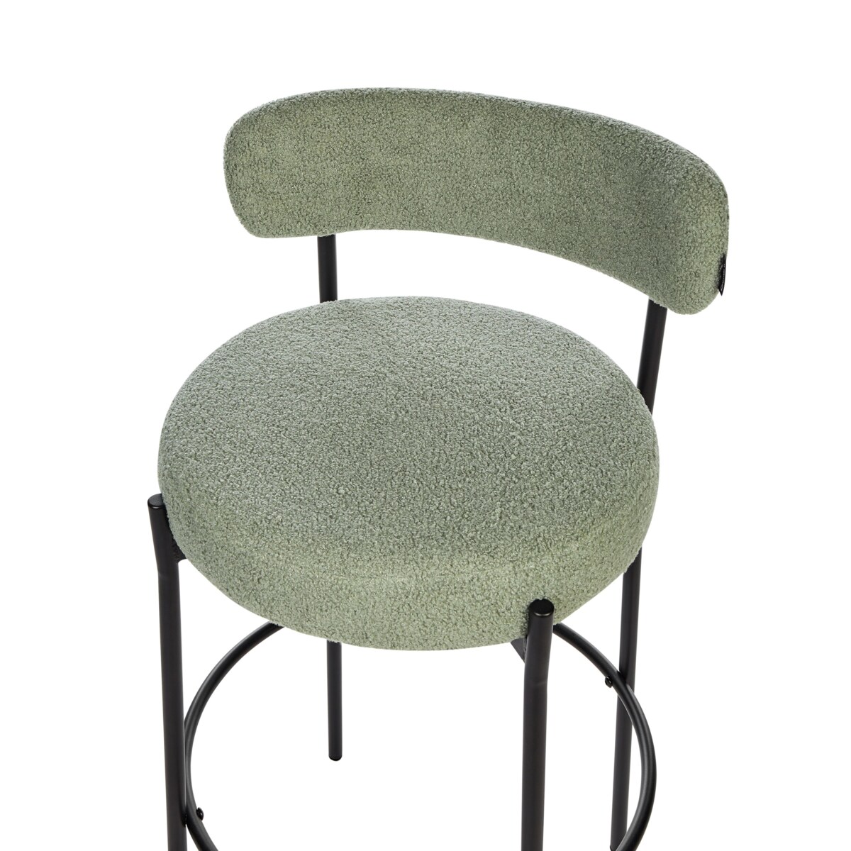 Zestaw 2 krzeseł barowych ALLISON Boucle Jasnozielony