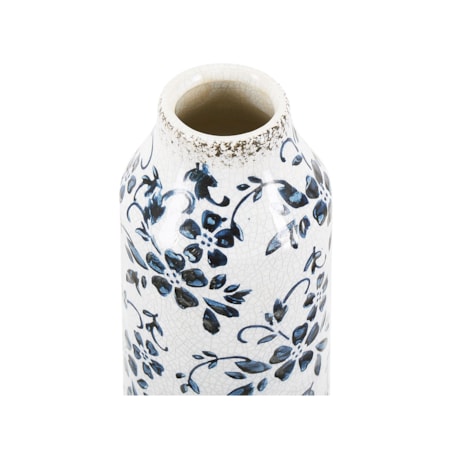 Wazon na kwiaty ceramiczny 35 cm biały z niebieskim MULAI