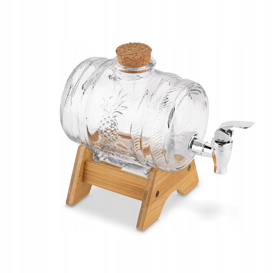 Słoik beczka z kranikiem stojakiem na alkohol soki napoje nalewki piwo 1L