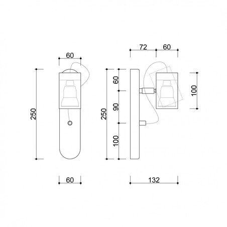 KOP F czarna lampa ścienna / kinkiet