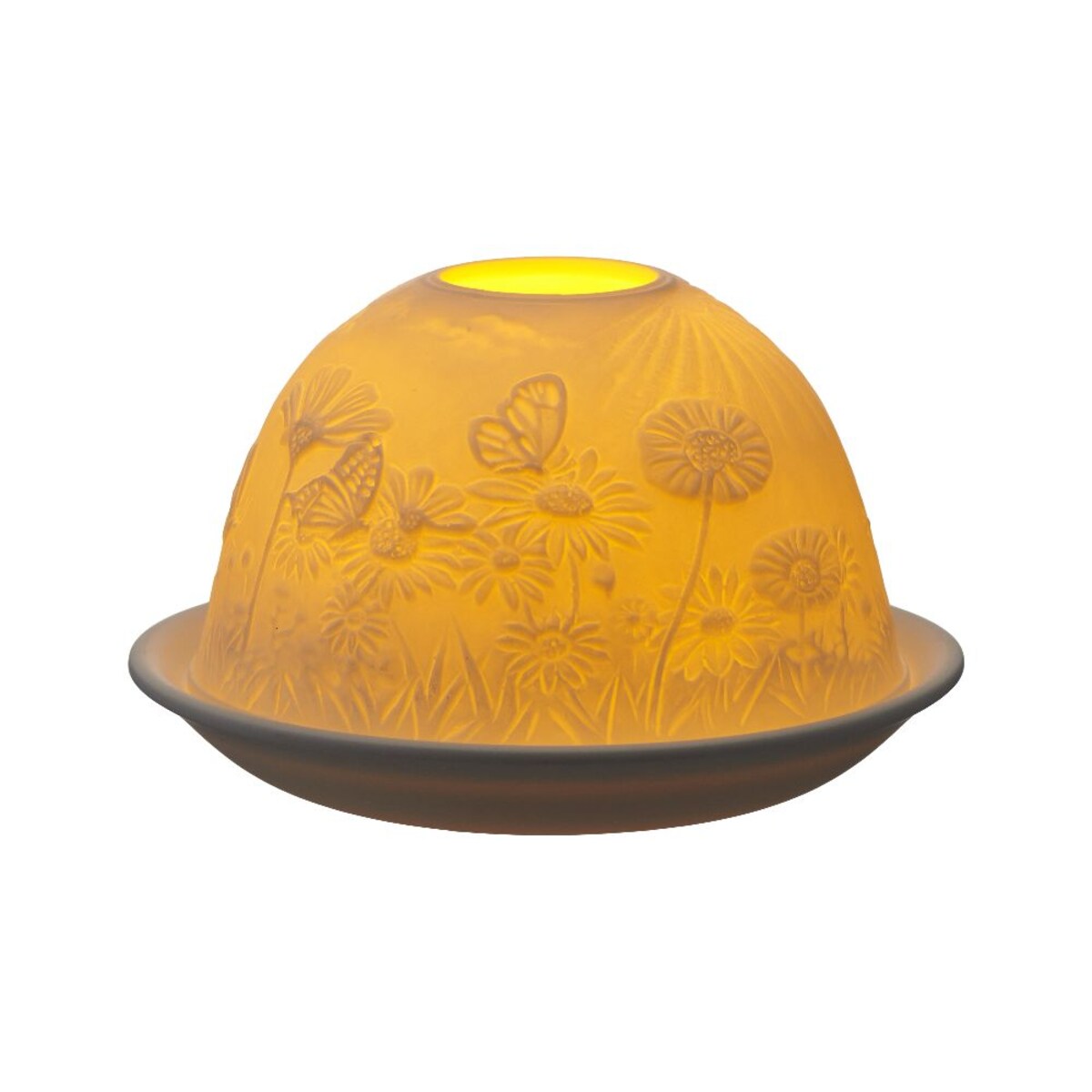 VILLA ITALIA Lampion porcelanowy na tealight z wkładem LED 7,5 cm STOKROTKI