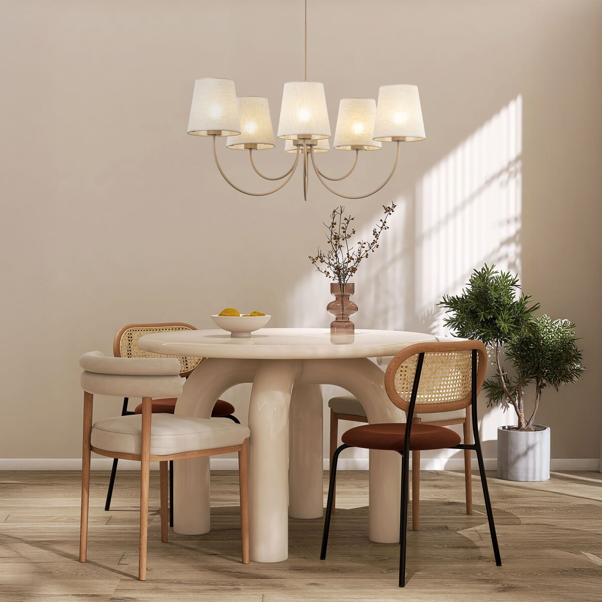 Żyrandol TK Lighting CANDI SABIA 11072 beżowy 6xE27 regulowana wysokość do salonu jadalni sypialni