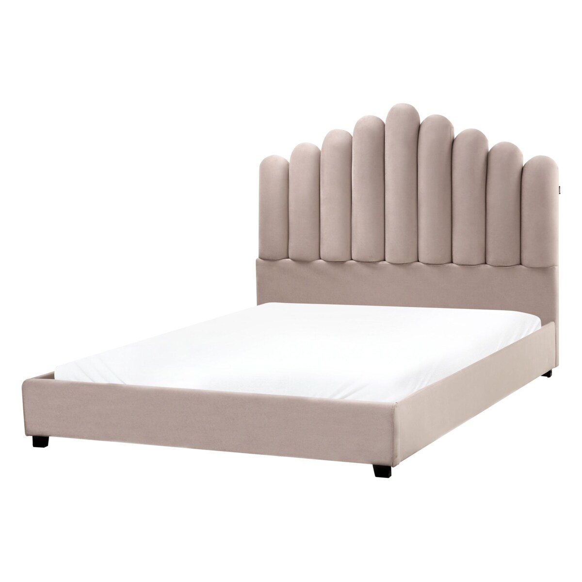 Łóżko Welur VINCENNES 140 x 200 cm Beżowoszary