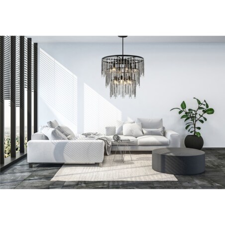 Lampa sufitowa wisząca kryształowa czarna 8xE27 APP1314-CP