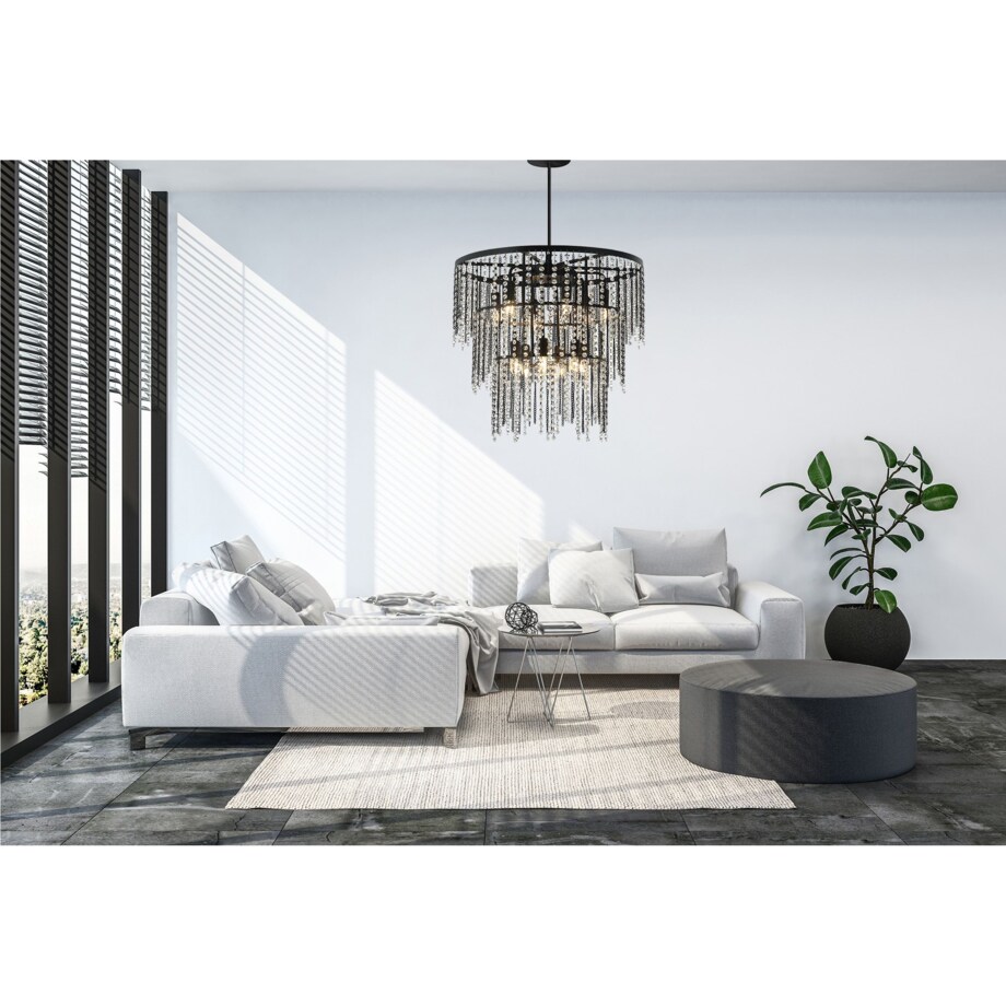 Lampa sufitowa wisząca kryształowa czarna 8xE27 APP1314-CP