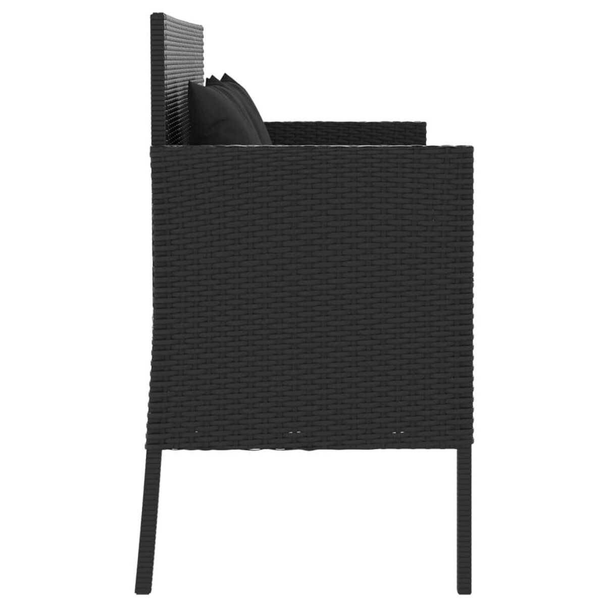 vidaXL Ławka ogrodowa z poduszkami, czarna, polirattan