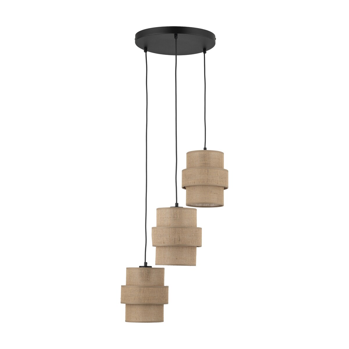 Lampa wisząca TK Lighting CALISTO JUTA 6098 3xE27 czarna z jutą regulowana 45 cm