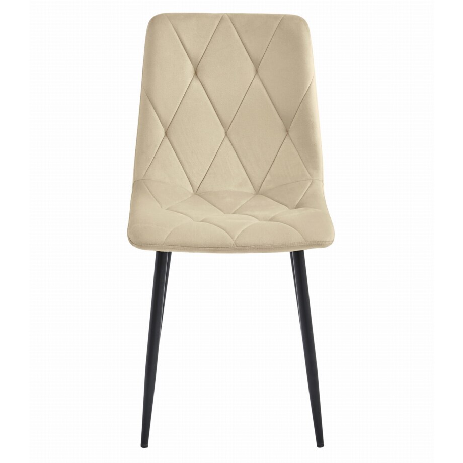 Krzesło Do Jadalni Kuchni Salonu Libra - Jasny Beż Aksamit / Nogi Czarne