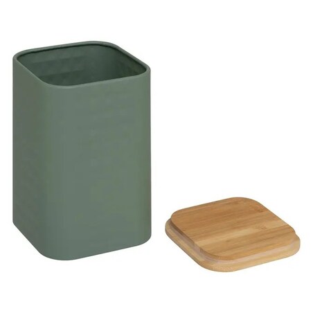 Pojemnik metalowy z bambusową pokrywą, EXTRA, 1.2 L zielony
