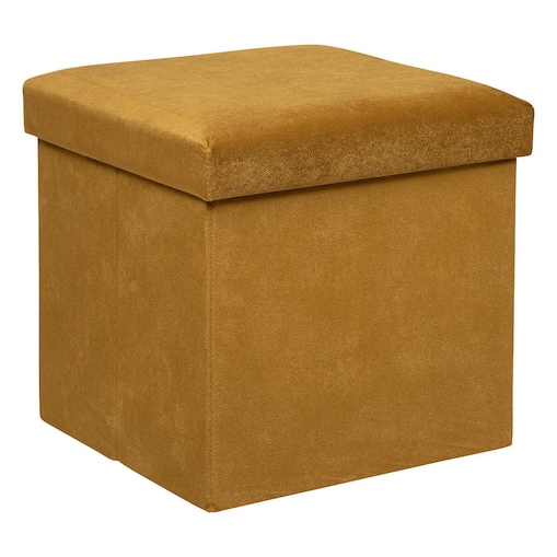 Pufa ze schowkiem LILOU, aksamit, skladana, 38 x 38 x 38 cm
