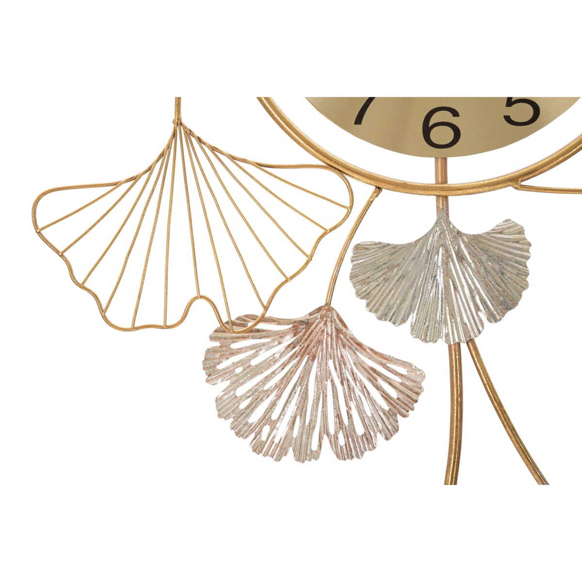 Zegar ścienny z metalową dekoracją LEAVY, 102 x 52,5 cm